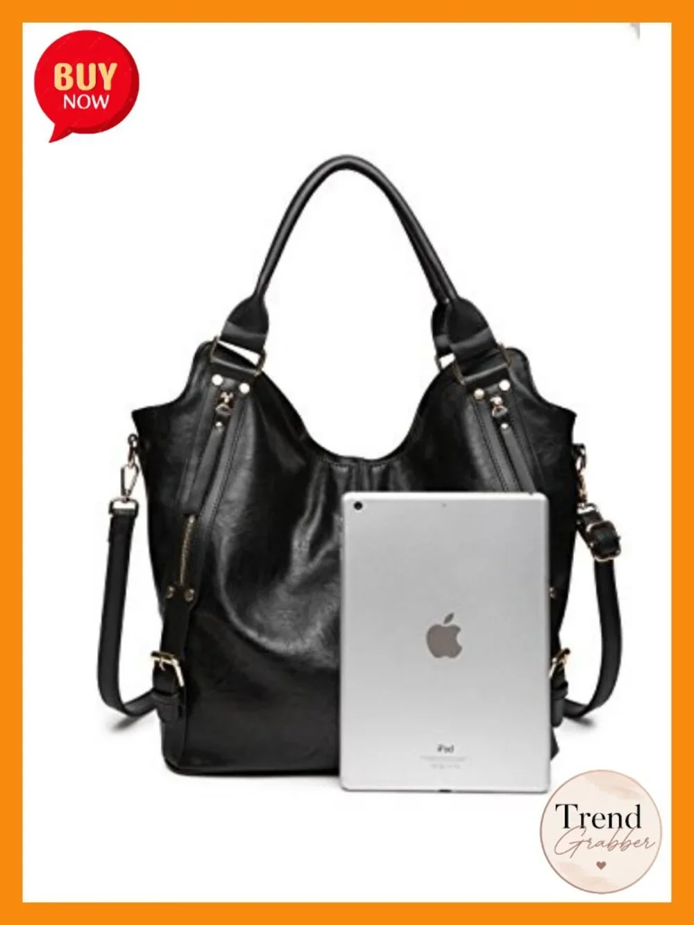 PU Leather Hobo Shoulder Tote Bag with Adjustable Strap